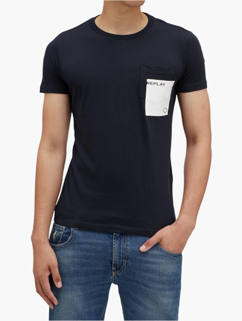 MyRunway | Shop Replay Black Crew Neck Pocket Detail T-Shirt for